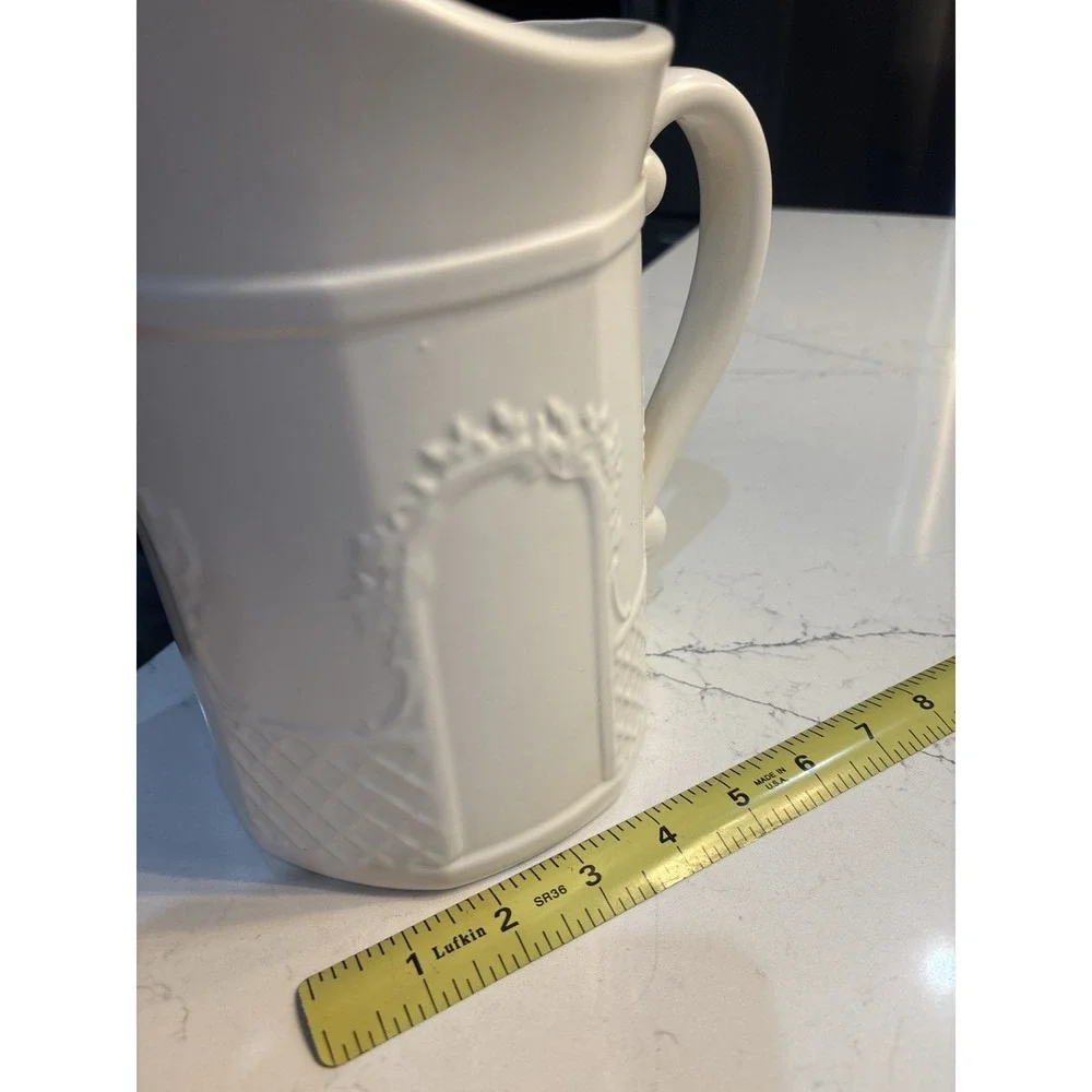 Pfaltzgraff White Ceramic Farmhouse Milk Creamer Pitcher Jug Decor 9" Tall - Picture 5 of 6